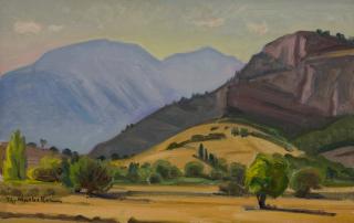 Corinthian Landscape with Harmonious Lines — Oil painting, Canvas, 35.00×55.00cm — Theodoros Markellos